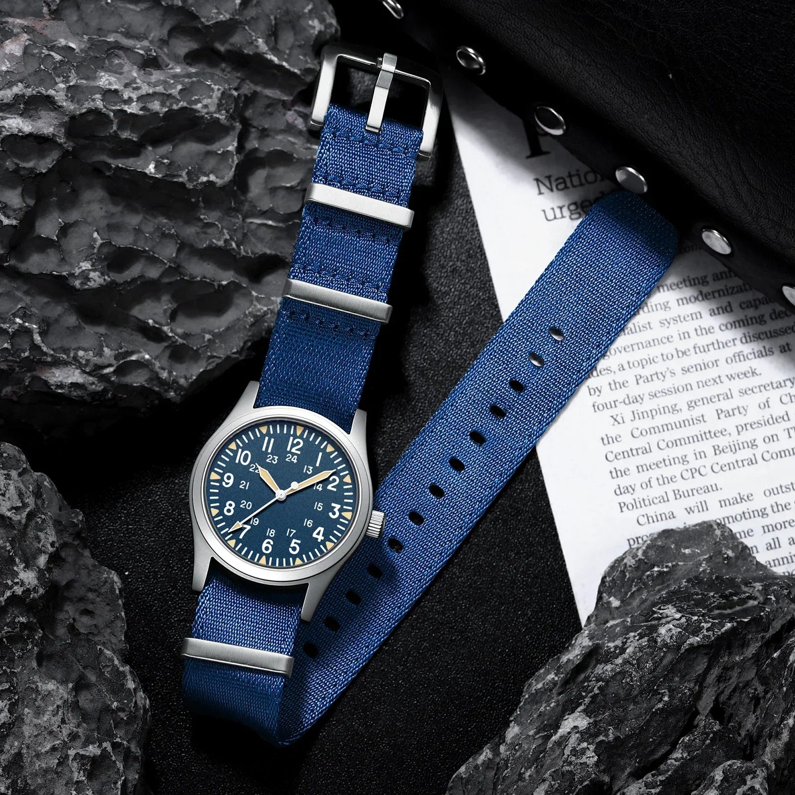 Woolpack tactical field watch with sapphire crystal and nylon strap