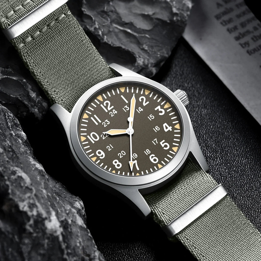 Woolpack tactical field watch with sapphire crystal and nylon strap