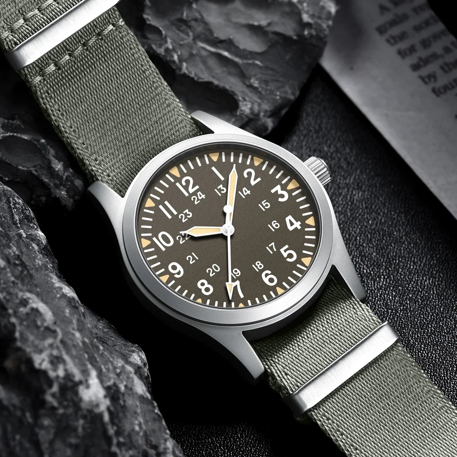 Woolpack tactical field watch with sapphire crystal and nylon strap