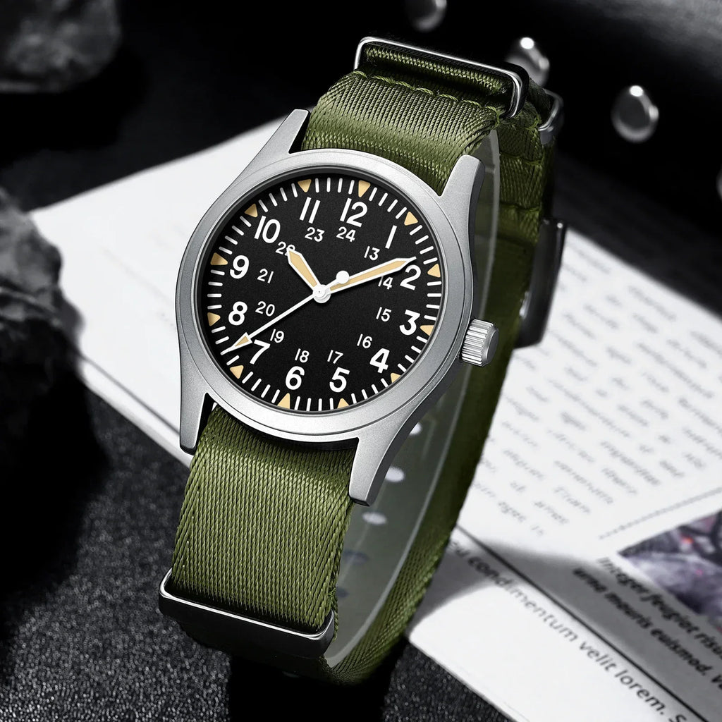 Woolpack tactical field watch with sapphire crystal and nylon strap
