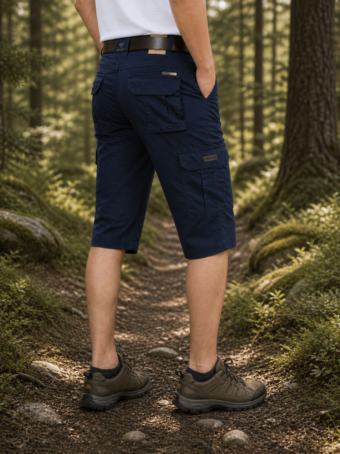 Woolpack cotton cargo shorts for men with loose fit