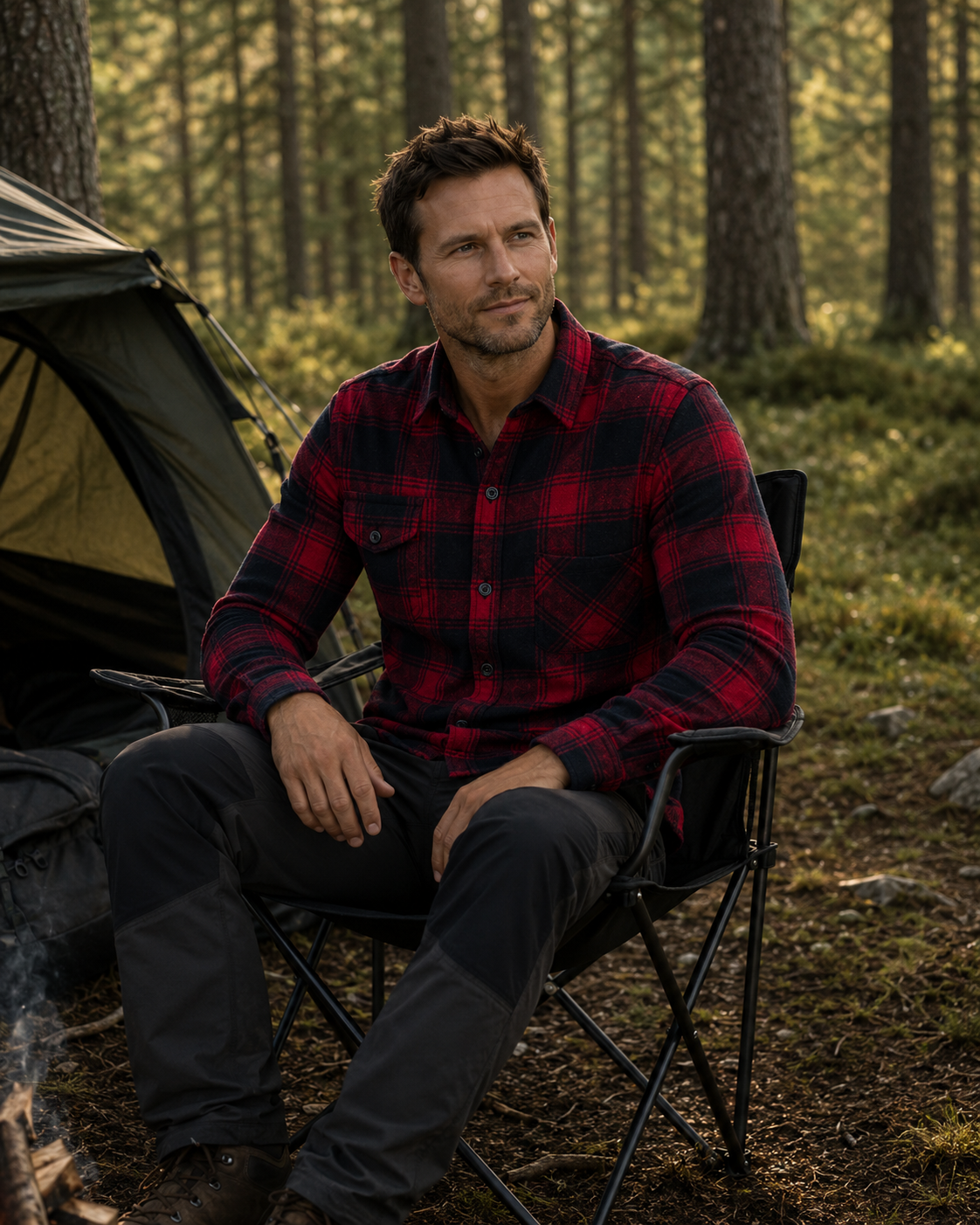 Woolpack plaid flannel shirt for outdoor and casual use