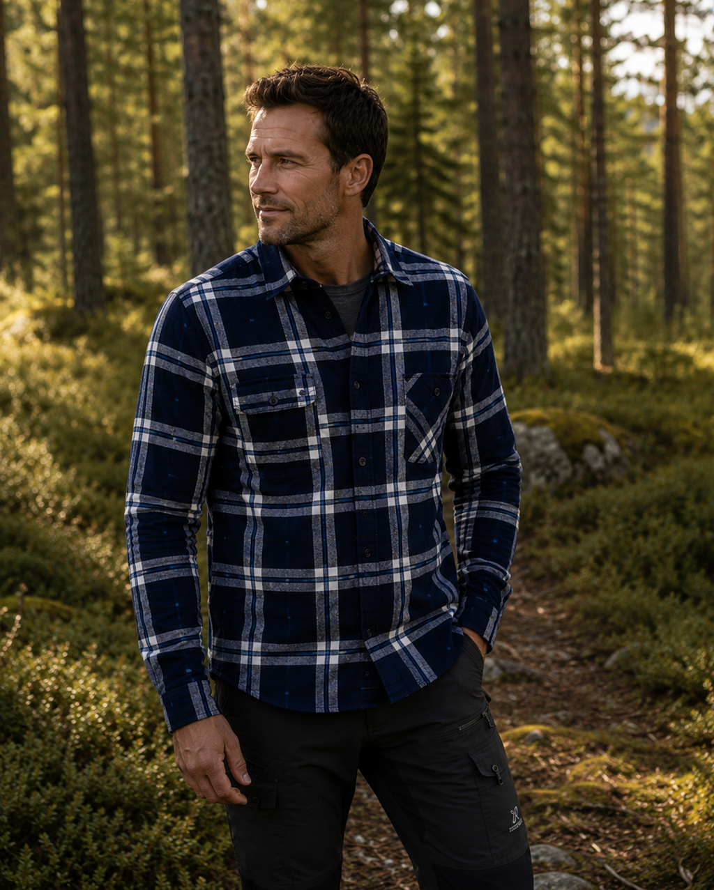 Woolpack plaid flannel shirt for outdoor and casual use