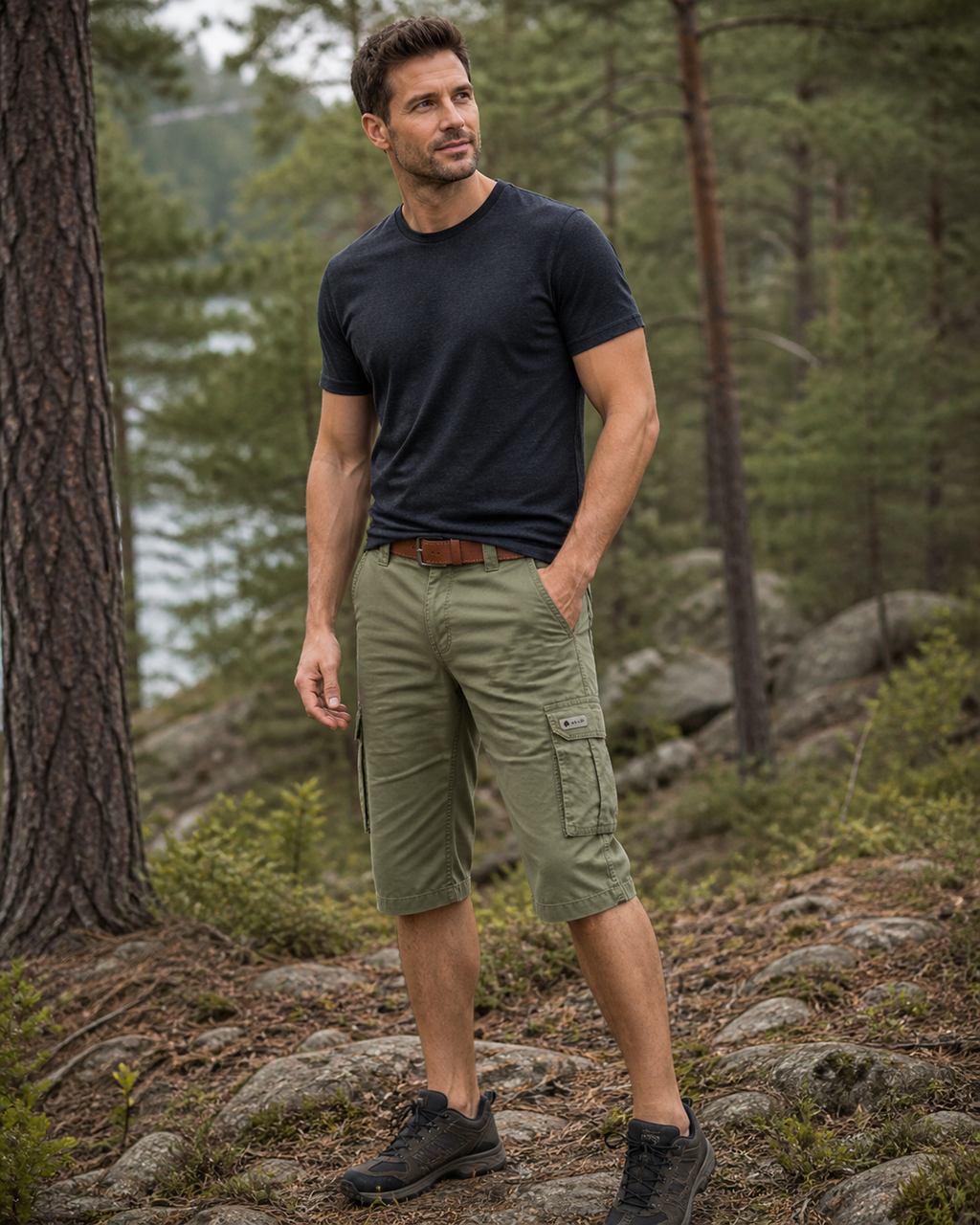 Woolpack cotton cargo shorts for men with loose fit