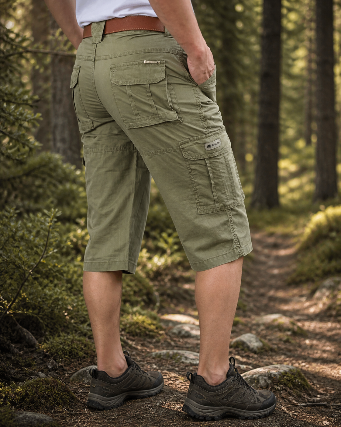 Woolpack cotton cargo shorts for men with loose fit