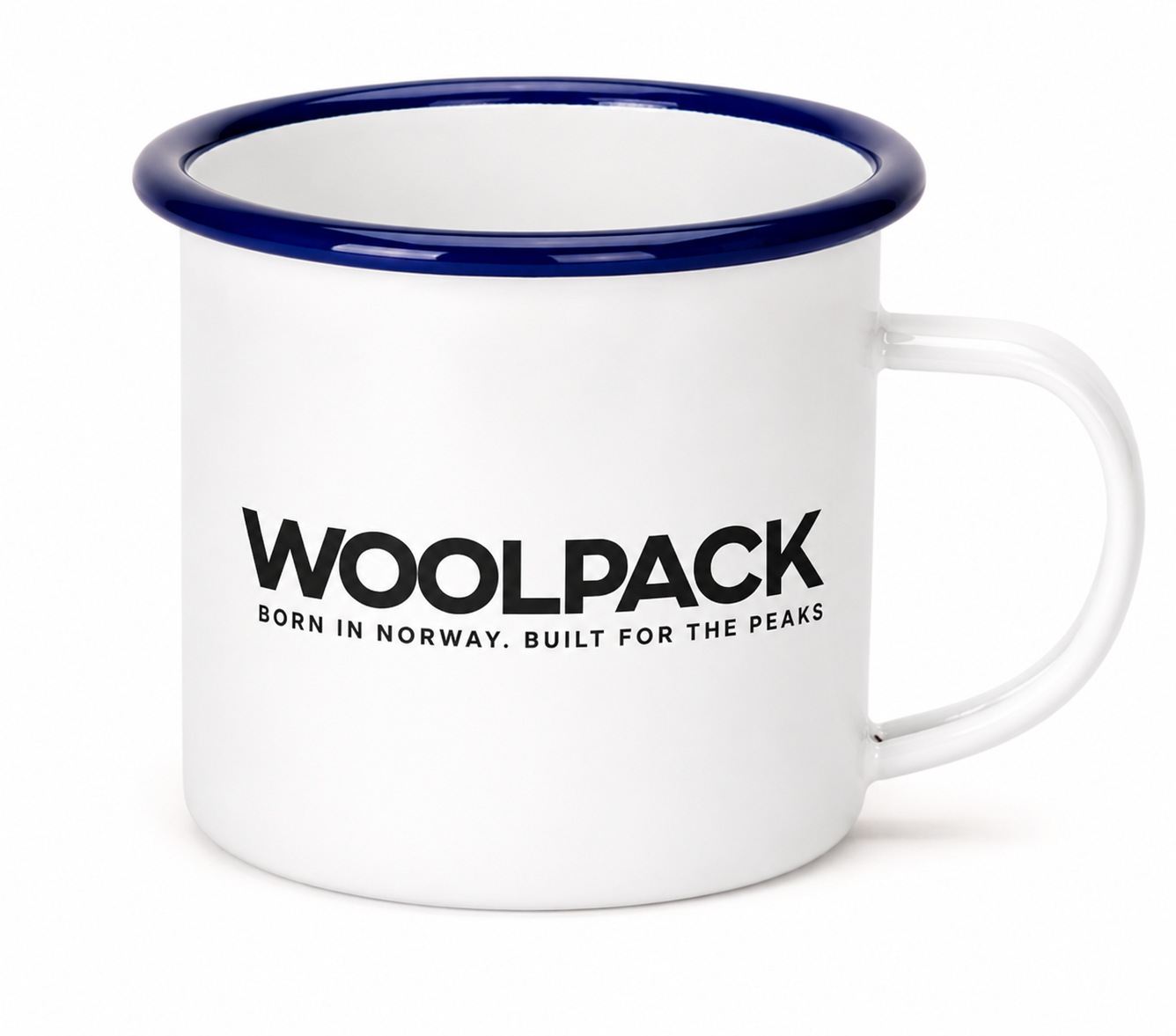 Woolpack enamel camping mug with classic outdoor steel and enamel design