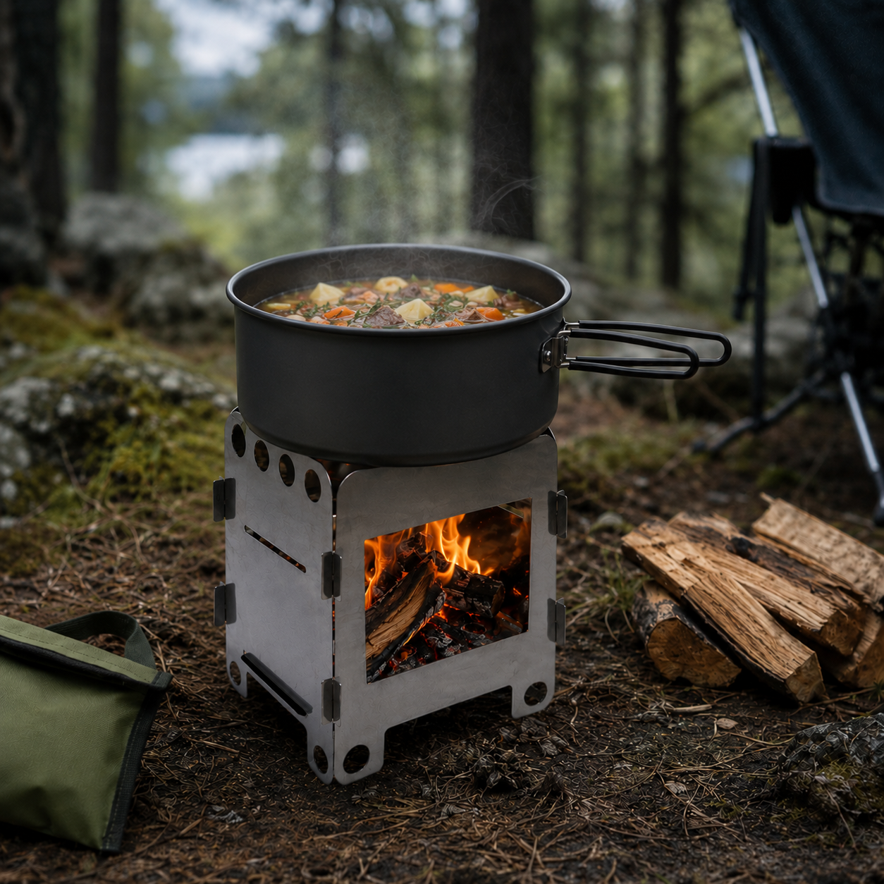 Woolpack ultralight folding camping stove for backpacking